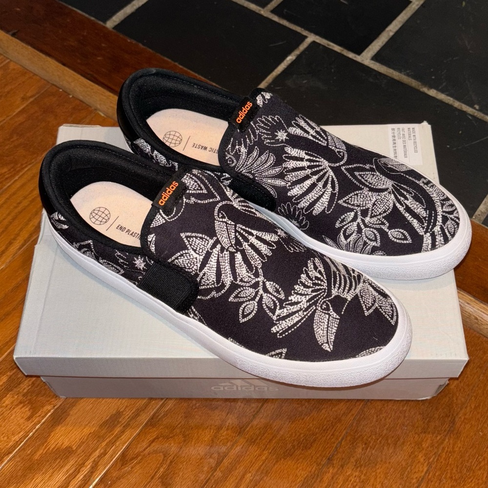 Adidas VULCRAID3R SLIP ON Black Paisley Comfort Sneakers Shoes GW4107 Boat 12